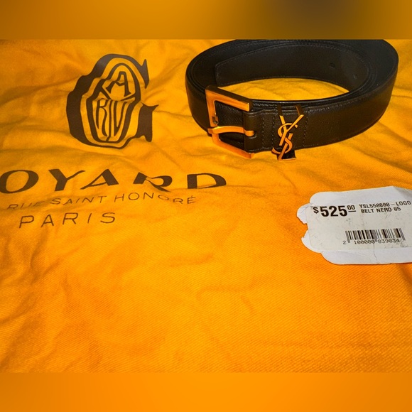 YSL - Saint Laurent Paris Women’s Logo Belt Black Size 85 Gold Hardware. EUC - Picture 4 of 16